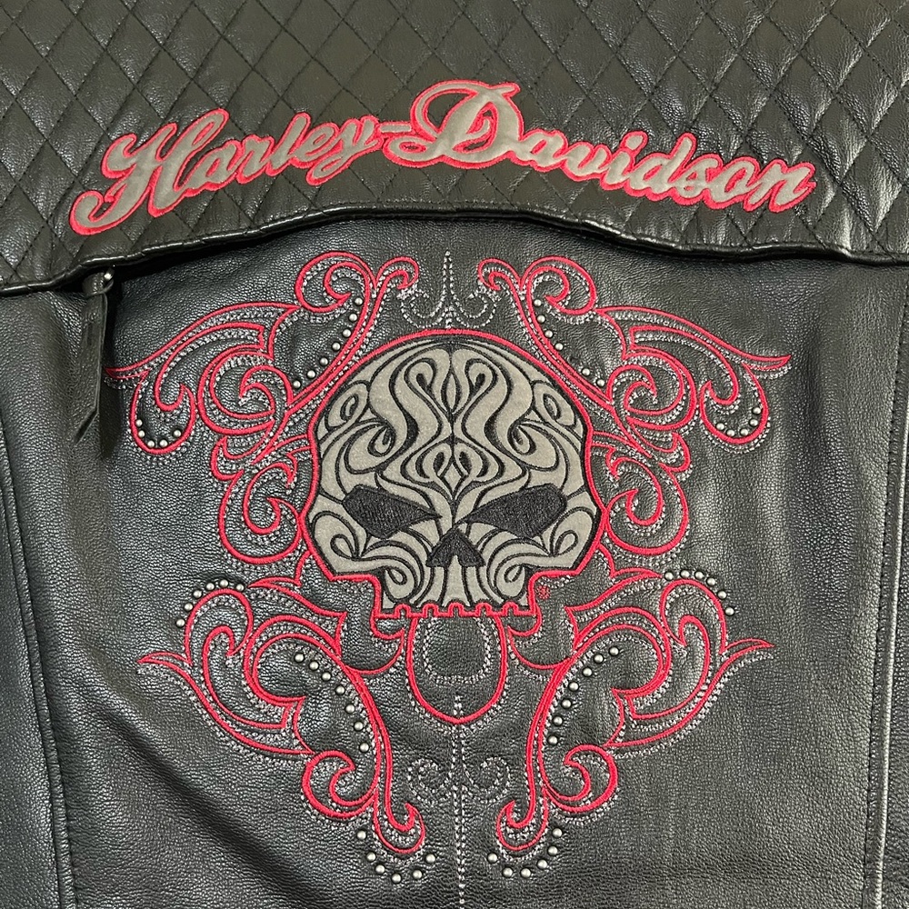Women’s Harley Davidson Willie G Scroll Skull Leather Riding Jacket